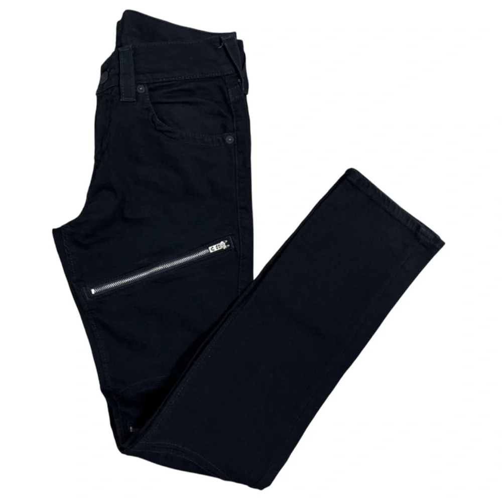 True Religion Slim Moto Zippered Black Jeans Men’s Size 30